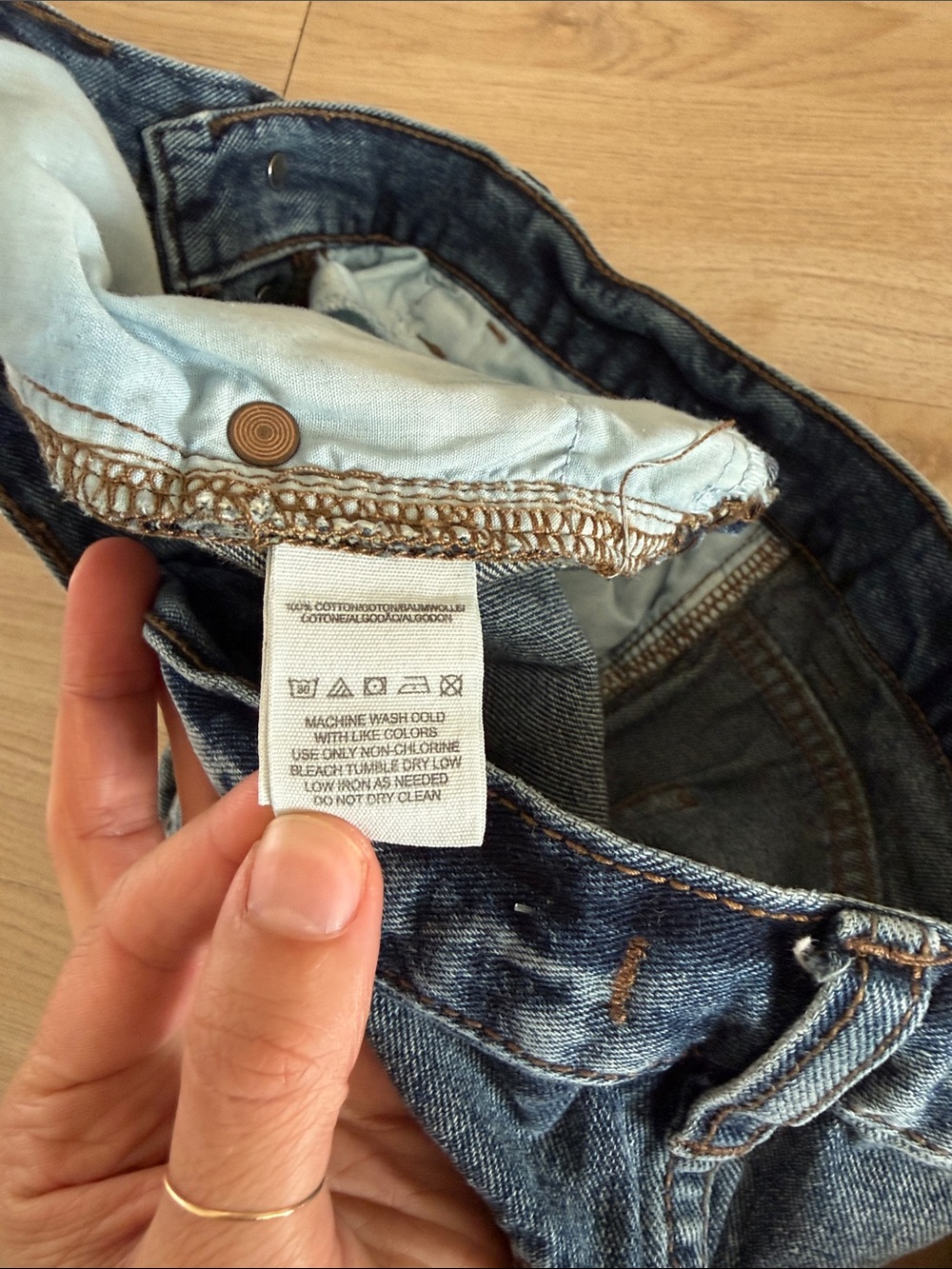 Free People Dark Blue Distressed Button-Front Denim Shorts - Picture 4 of 4